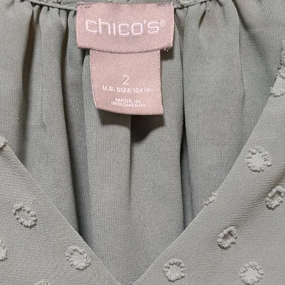 Chico's Sage Green Long Sleeve Blouse - Picture 6 of 9